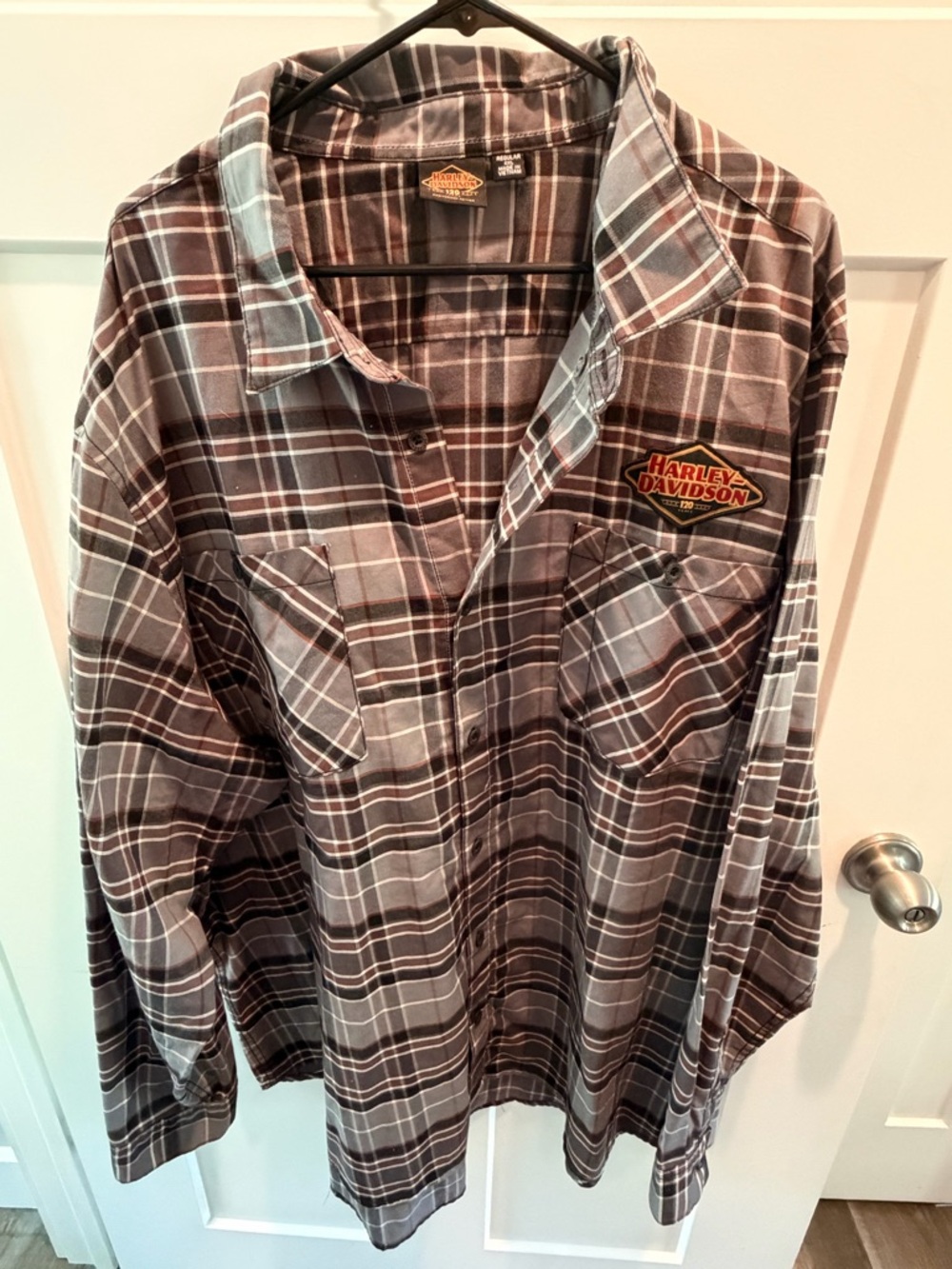 Harley Davidson 4XL Plaid Button Up Shirt 120th Anniversary Logo Biker Flannel